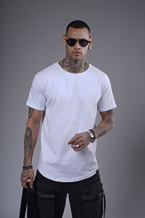 Pis Yaka Kolu Katlamalı Regular Kalıp Düz Basic Erkek Tişört