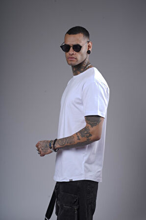 Pis Yaka Kolu Katlamalı Regular Kalıp Düz Basic Erkek Tişört