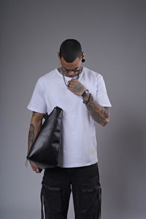 Bisiklet Yaka Likralı Düz Basic Erkek Regular Kalıp Tişört