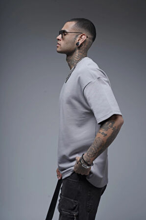 Bisiklet Yaka Sırtı Baskılı Double Face Oversize Kalıp Unisex Tişört