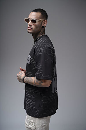 Bisiklet Yaka Silik Baskı Detaylı Unisex Oversize Kalıp Tişört