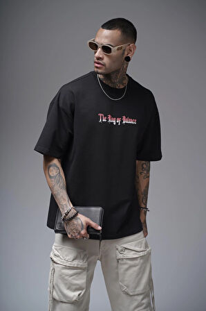 The King Of Balance Baskılı Oversize Kalıp Unisex Tişört