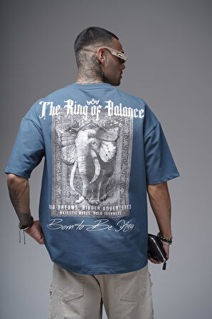 The King Of Balance Baskılı Oversize Kalıp Unisex Tişört