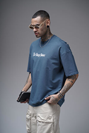 The King Of Balance Baskılı Oversize Kalıp Unisex Tişört