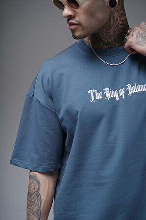 The King Of Balance Baskılı Oversize Kalıp Unisex Tişört