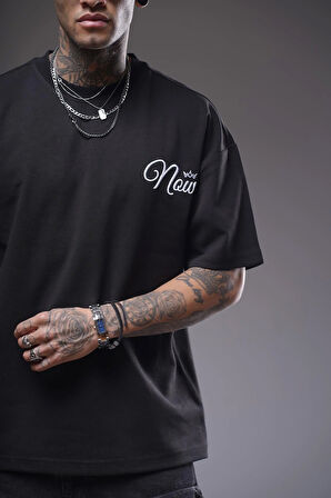 Baskılı Nakış Detaylı Oversize Kalıp Unisex Tişört