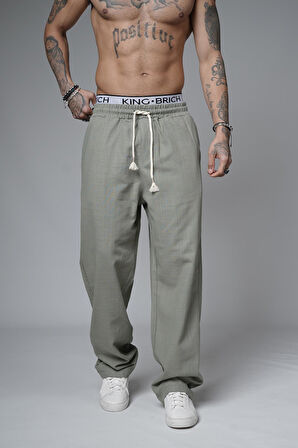 Baggy Kalıp Düz Keten Pantolon