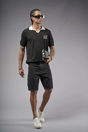 Polo Yaka Reglan Kol Regular Kalıp Triko Tişört