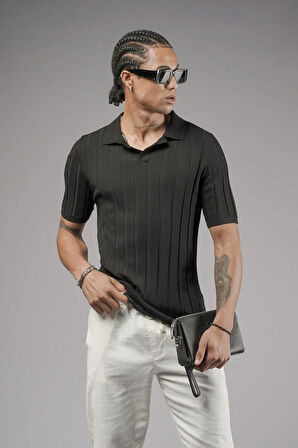 Polo Yaka Regular Kalıp Esnek Triko Tişört