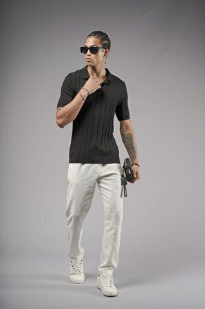 Polo Yaka Regular Kalıp Esnek Triko Tişört