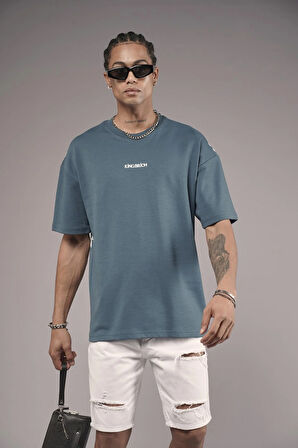 Sırtı Etnik Desenli Baskılı Oversize Kalıp Tişört