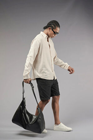 Uzun Kol Düz Keten Gömlek