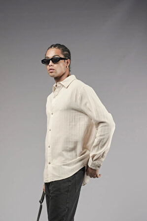 Uzun Kol Düz Keten Gömlek