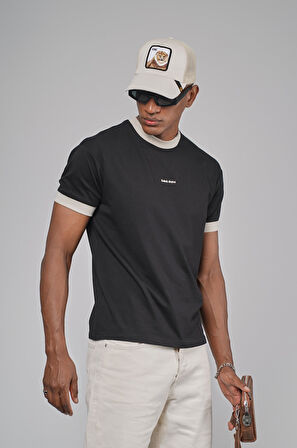 Yaka Kol Bandı Ribanalı Yarım Oversize Kalıp Tişört