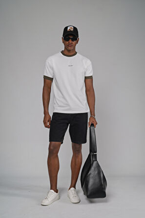 Yaka Kol Bandı Ribanalı Yarım Oversize Kalıp Tişört