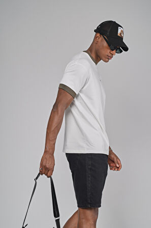 Yaka Kol Bandı Ribanalı Yarım Oversize Kalıp Tişört