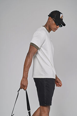 Yaka Kol Bandı Ribanalı Yarım Oversize Kalıp Tişört