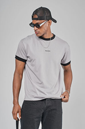 Yaka Kol Bandı Ribanalı Yarım Oversize Kalıp Tişört