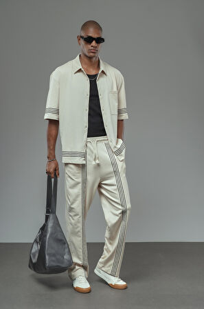 Şeritli Oversize Kalıp Alt Üst Takım