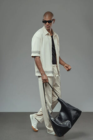 Şeritli Oversize Kalıp Alt Üst Takım