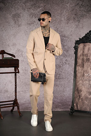 Regular Kalıp Blazer Keten Alt Üst Takım