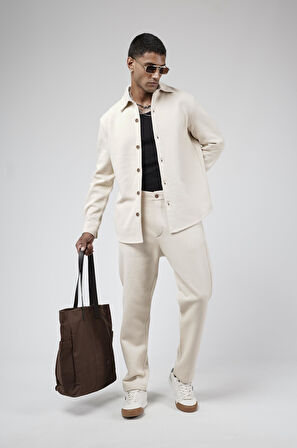 Regular Kalıp Jakarlı Erkek Pantolon Gömlek Takım