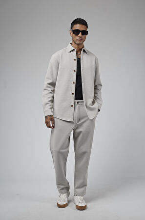 Regular Kalıp Jakarlı Erkek Pantolon Gömlek Takım