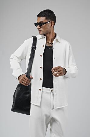 Regular Kalıp Jakarlı Erkek Pantolon Gömlek Takım