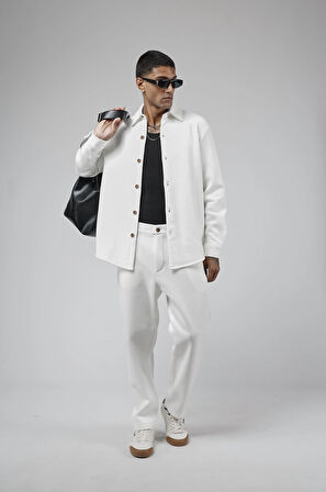 Regular Kalıp Jakarlı Erkek Pantolon Gömlek Takım