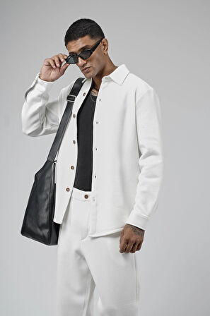 Regular Kalıp Jakarlı Erkek Pantolon Gömlek Takım