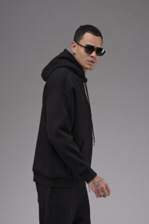 Oversize Kalıp Kanguru Cepli Kapuşonlu Düz Alt Üst Takım