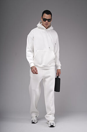 Oversize Kalıp Kanguru Cepli Kapuşonlu Düz Alt Üst Takım