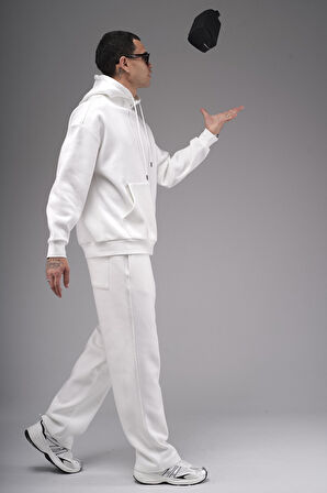 Oversize Kalıp Kanguru Cepli Kapuşonlu Düz Alt Üst Takım