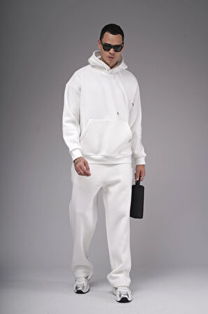 Oversize Kalıp Kanguru Cepli Kapuşonlu Düz Alt Üst Takım