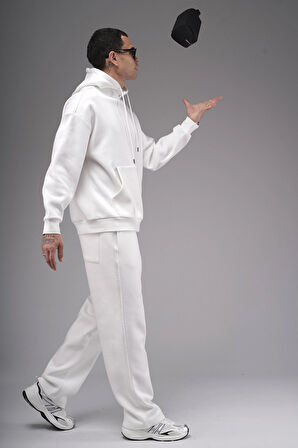 Oversize Kalıp Kanguru Cepli Kapuşonlu Düz Alt Üst Takım