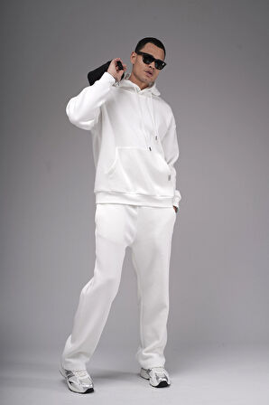 Oversize Kalıp Kanguru Cepli Kapuşonlu Düz Alt Üst Takım