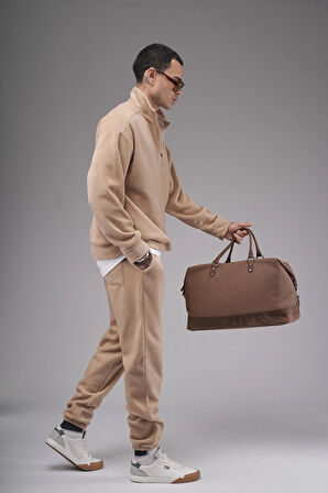 Oversize Kalıp Yakası Fermuarlı Polar Alt Üst Takım