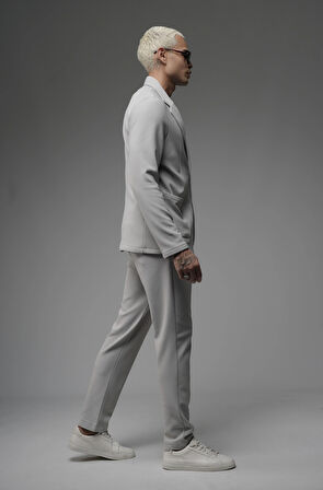 Regular Kalıp Likralı Erkek Blazer Alt Üst Takım