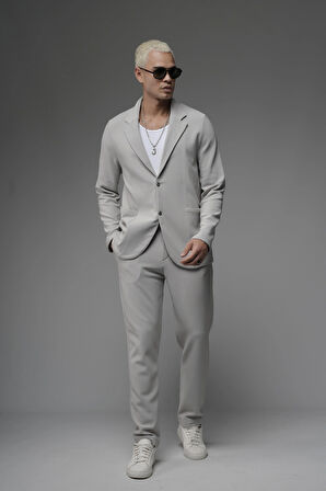 Regular Kalıp Likralı Erkek Blazer Alt Üst Takım