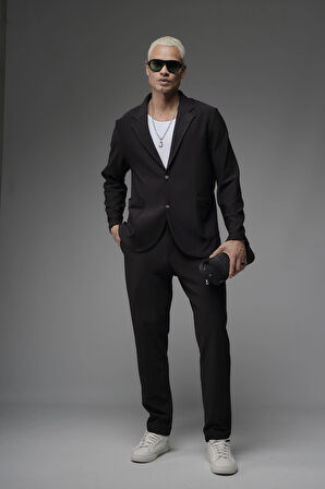 Regular Kalıp Likralı Erkek Blazer Alt Üst Takım