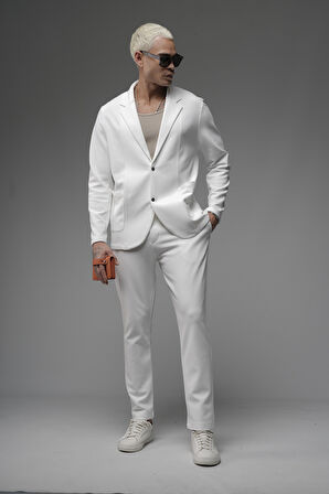 Regular Kalıp Likralı Erkek Blazer Alt Üst Takım
