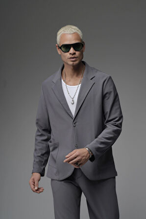 Regular Kalıp Likralı Erkek Blazer Alt Üst Takım