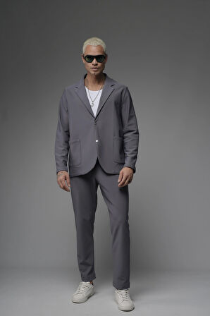 Regular Kalıp Likralı Erkek Blazer Alt Üst Takım