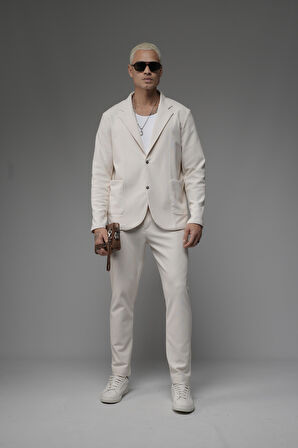 Regular Kalıp Likralı Erkek Blazer Alt Üst Takım