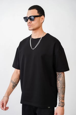 Bisiklet Yaka Battal Boy Oversize Kalıp Basic Tişört