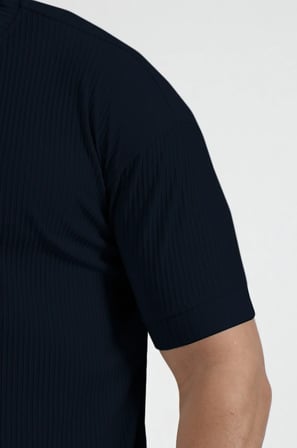 Fitilli Esnek Bisiklet Yaka Erkek Yarım Oversize Kalıp Tişört