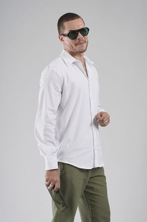 Regular Fit Kalıp Esnek %100 Pamuklu Erkek Düz Gömlek