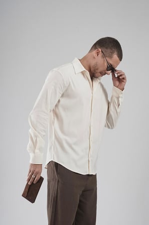 Regular Fit Kalıp Esnek %100 Pamuklu Erkek Düz Gömlek