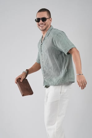 Desenli Nakış Detaylı Regular Kalıp Erkek Gömlek