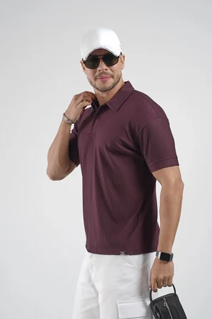 Polo Yaka Regular Kalıp Çizgili Erkek Basıc Tişört